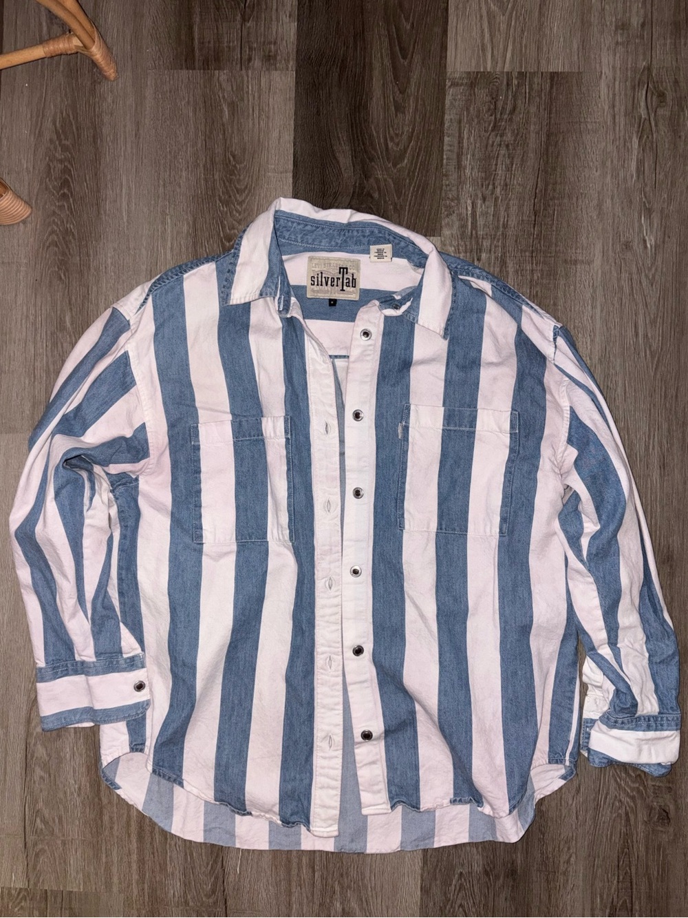 Levi's SilverTab Blue and White Jean Stripe Button-Up Shirt